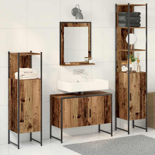 Badeværelsesmøbel Sæt Med Dør 4 Pcs Brun 33 X 33 X 185.5 Cm - Hovedbillede
