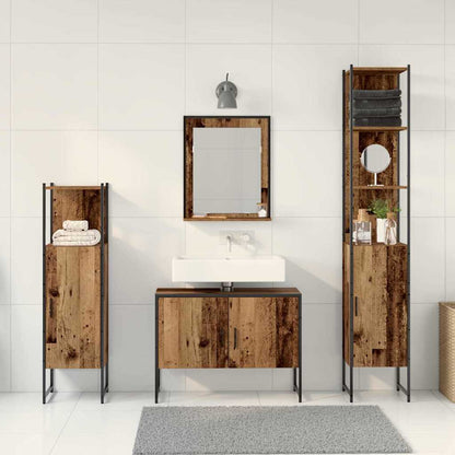 Badeværelsesmøbel Sæt Med Dør 4 Pcs Brun 33 X 33 X 185.5 Cm - Billede 4
