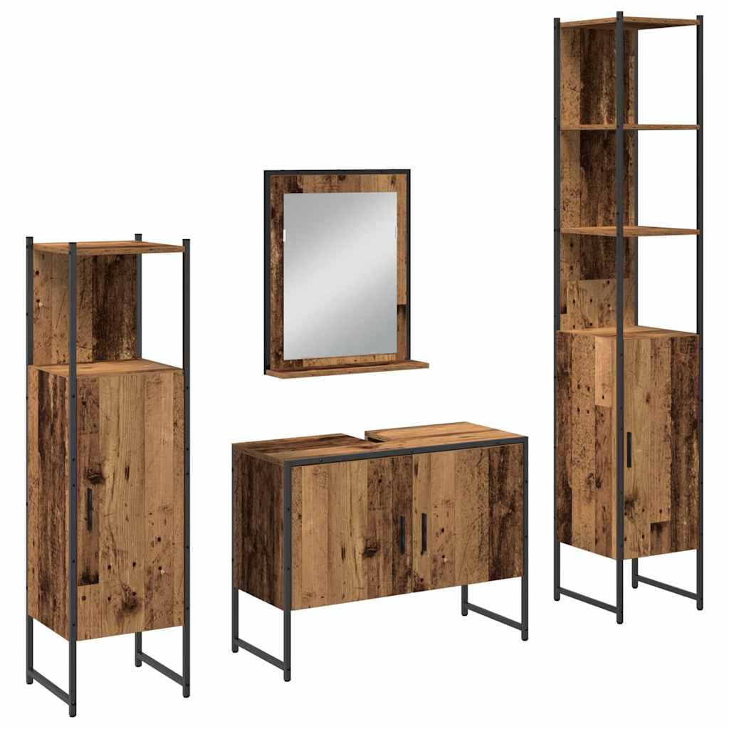 Badeværelsesmøbel Sæt Med Dør 4 Pcs Brun 33 X 33 X 185.5 Cm - Billede 2
