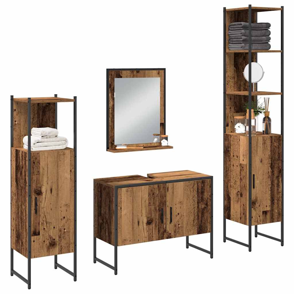 Badeværelsesmøbel Sæt Med Dør 4 Pcs Brun 33 X 33 X 185.5 Cm - Billede 3