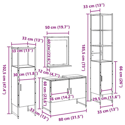 Badeværelsesmøbel Sæt Med Dør 4 Pcs Brun 33 X 33 X 185.5 Cm - Billede 13