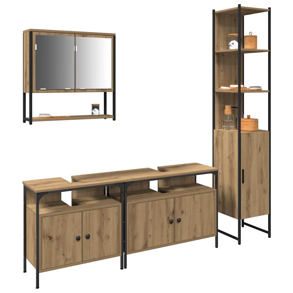 Badeværelsesmøbel Sæt 4 Pcs Artisan Eg 33 X 33 X 185.5 Cm - Billede 3