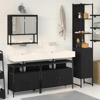Badeværelsesmøbel Sæt Med Dør 4 Pcs Sort Eg 33 X 33 X 185.5 Cm - Hovedbillede