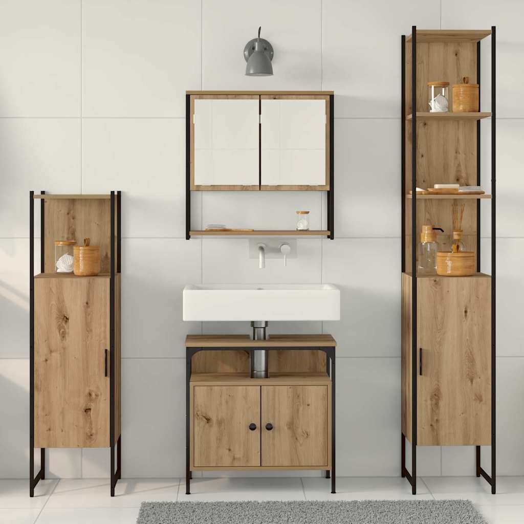 Badeværelsesmøbel Sæt 4 Pcs Artisan Eg 33 X 33 X 185.5 Cm - Billede 4