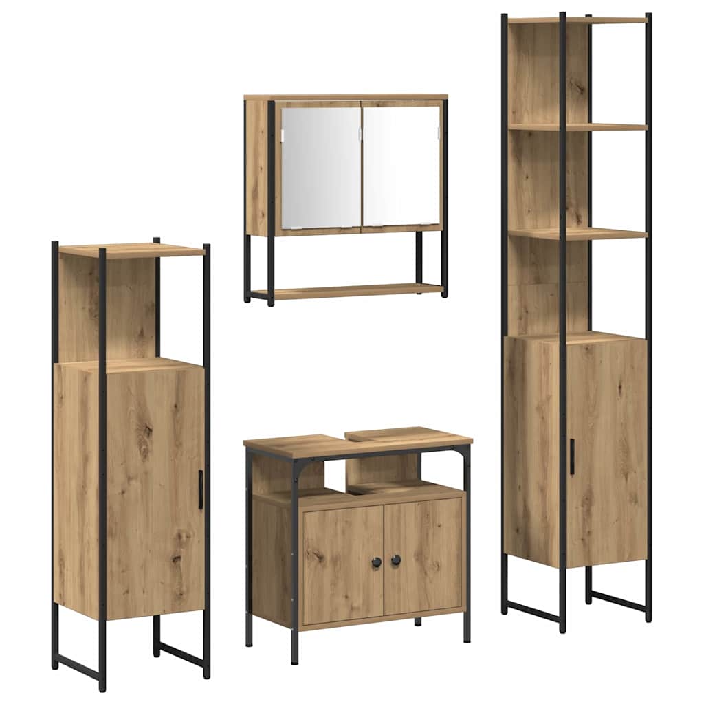 Badeværelsesmøbel Sæt 4 Pcs Artisan Eg 33 X 33 X 185.5 Cm - Billede 2