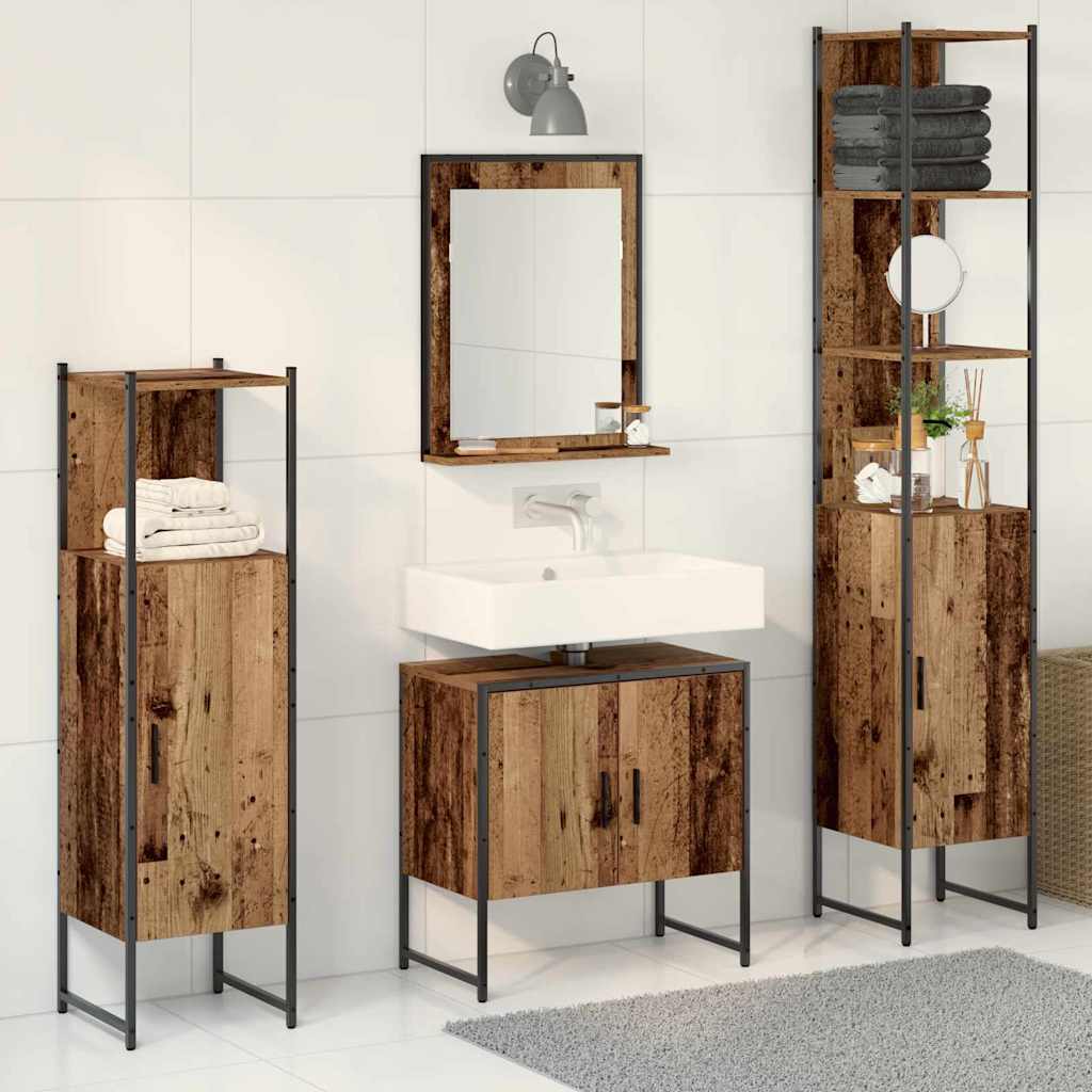 Badeværelsesmøbel Sæt Med Dør 4 Pcs Brun 33 X 33 X 185.5 Cm - Hovedbillede