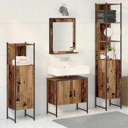 Badeværelsesmøbel Sæt Med Dør 4 Pcs Brun 33 X 33 X 185.5 Cm - Hovedbillede