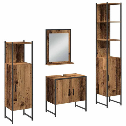Badeværelsesmøbel Sæt Med Dør 4 Pcs Brun 33 X 33 X 185.5 Cm - Billede 2