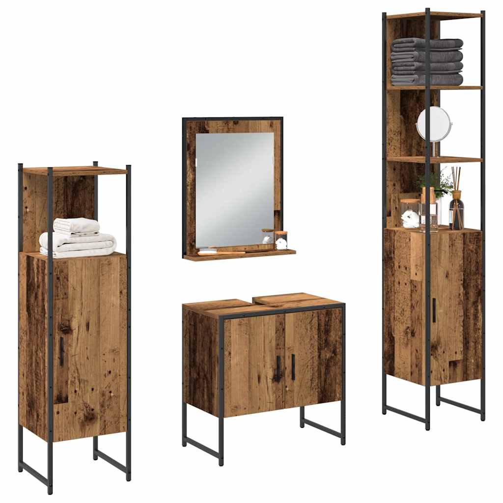 Badeværelsesmøbel Sæt Med Dør 4 Pcs Brun 33 X 33 X 185.5 Cm - Billede 3