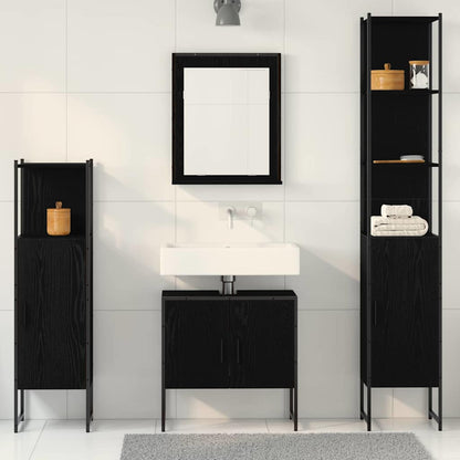 Badeværelsesmøbel Sæt Med Dør 4 Pcs Sort 33 X 33 X 185.5 Cm - Billede 4