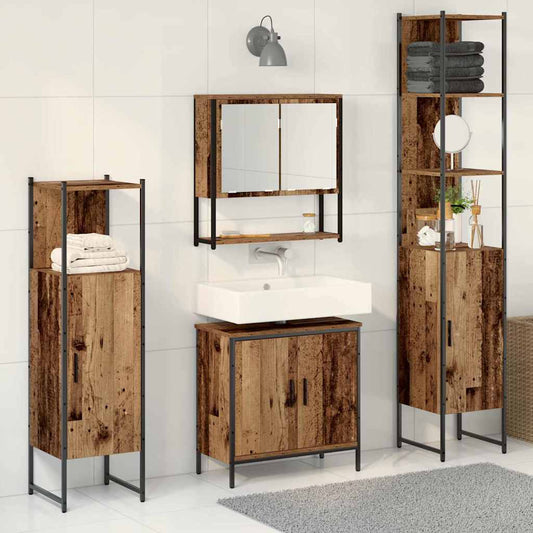 Badeværelsesmøbel Sæt Med Dør 4 Pcs Brun 33 X 33 X 185.5 Cm - Hovedbillede