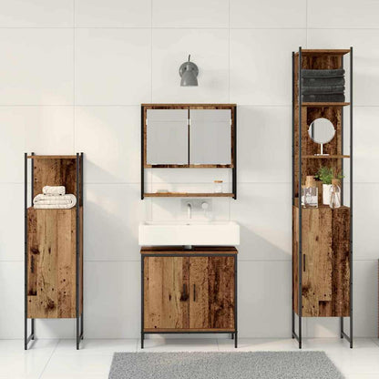 Badeværelsesmøbel Sæt Med Dør 4 Pcs Brun 33 X 33 X 185.5 Cm - Billede 4