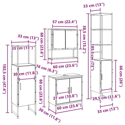 Badeværelsesmøbel Sæt Med Dør 4 Pcs Brun 33 X 33 X 185.5 Cm - Billede 13