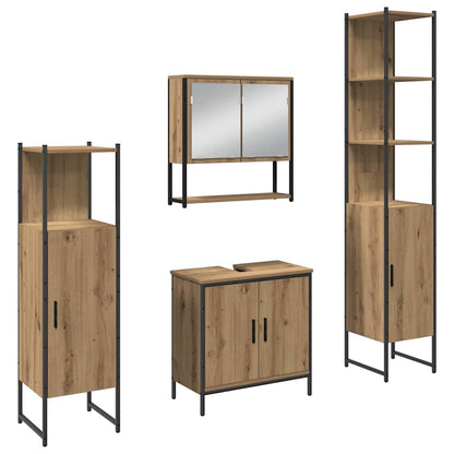 Badeværelsesmøbel Sæt Med Dør 4 Pcs Brun 33 X 33 X 185.5 Cm - Billede 2
