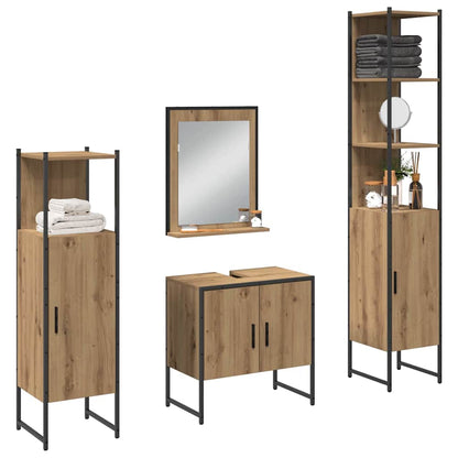 Badeværelsesmøbel Sæt Med Dør 4 Pcs Brun 33 X 33 X 185.5 Cm - Billede 3