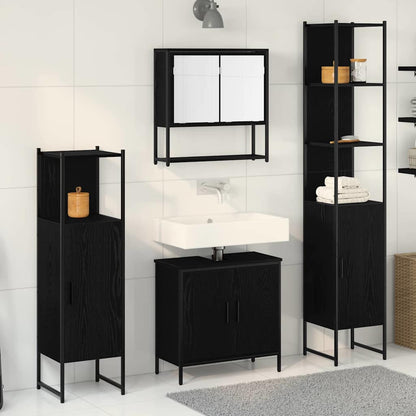 Badeværelsesmøbel Sæt Med Dør 4 Pcs Sort 33 X 33 X 185.5 Cm - Hovedbillede