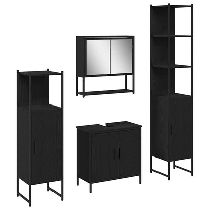 Badeværelsesmøbel Sæt Med Dør 4 Pcs Sort 33 X 33 X 185.5 Cm - Billede 2