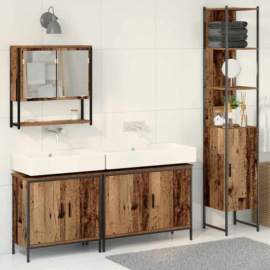 Badeværelsesmøbel Sæt Med Dør 4 Pcs Brun 33 X 33 X 185.5 Cm - Hovedbillede