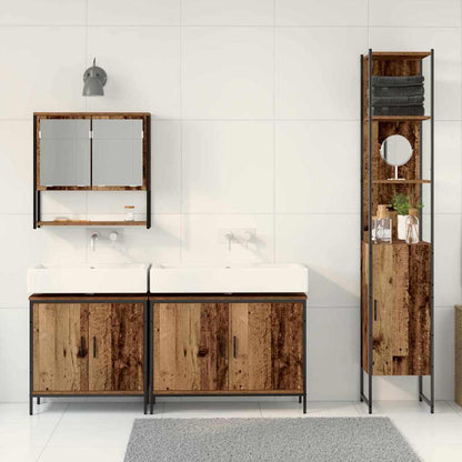 Badeværelsesmøbel Sæt Med Dør 4 Pcs Brun 33 X 33 X 185.5 Cm - Billede 4