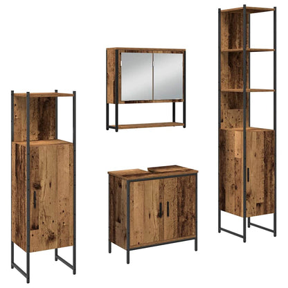 Badeværelsesmøbel Sæt Med Dør 4 Pcs Brun 33 X 33 X 185.5 Cm - Billede 2