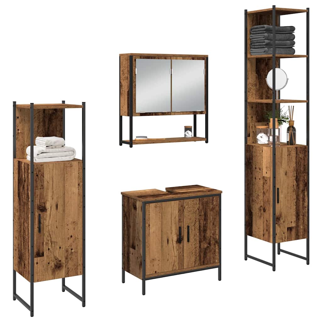Badeværelsesmøbel Sæt Med Dør 4 Pcs Brun 33 X 33 X 185.5 Cm - Billede 3
