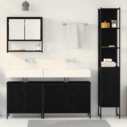 Badeværelsesmøbel Sæt Med Dør 4 Pcs Sort 33 X 33 X 185.5 Cm - Billede 4