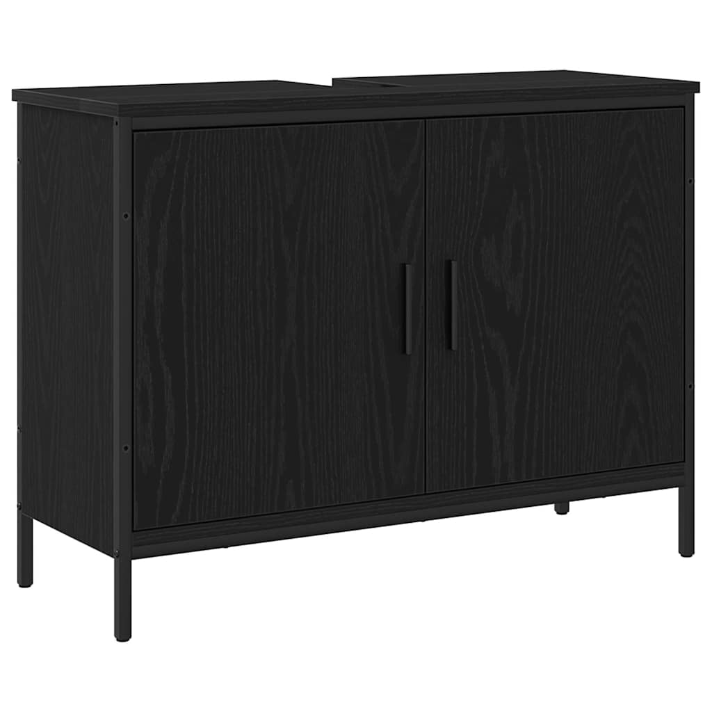 Badeværelsesmøbel Sæt Med Dør 4 Pcs Sort 33 X 33 X 185.5 Cm - Billede 5