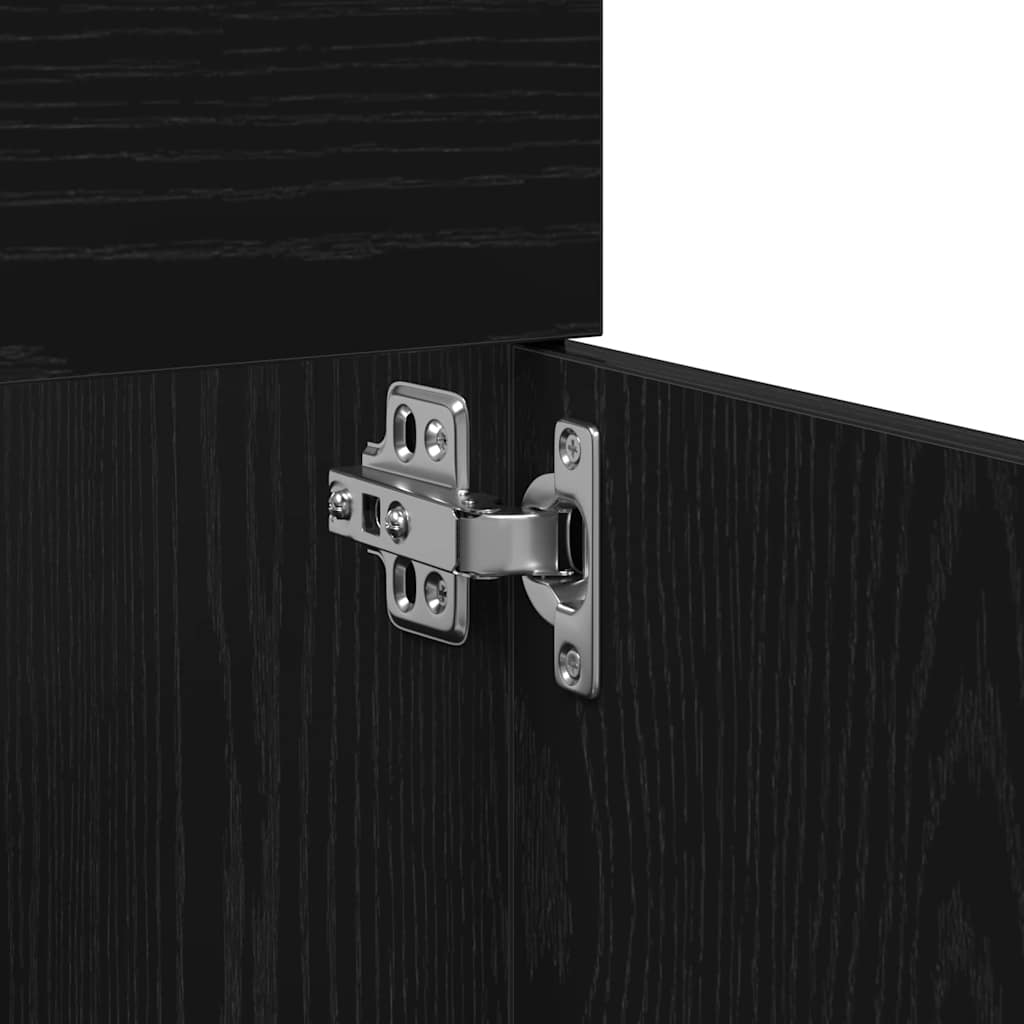 Badeværelsesmøbel Sæt Med Dør 4 Pcs Sort Eg 80 X 38.5 X 45 Cm - Billede 13