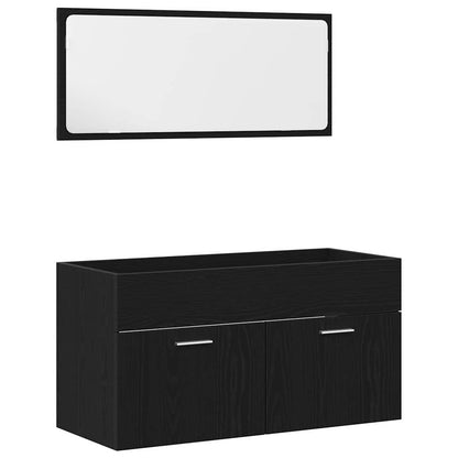 Badeværelsesmøbel Sæt Med Dør 4 Pcs Sort Eg 80 X 38.5 X 45 Cm - Billede 6