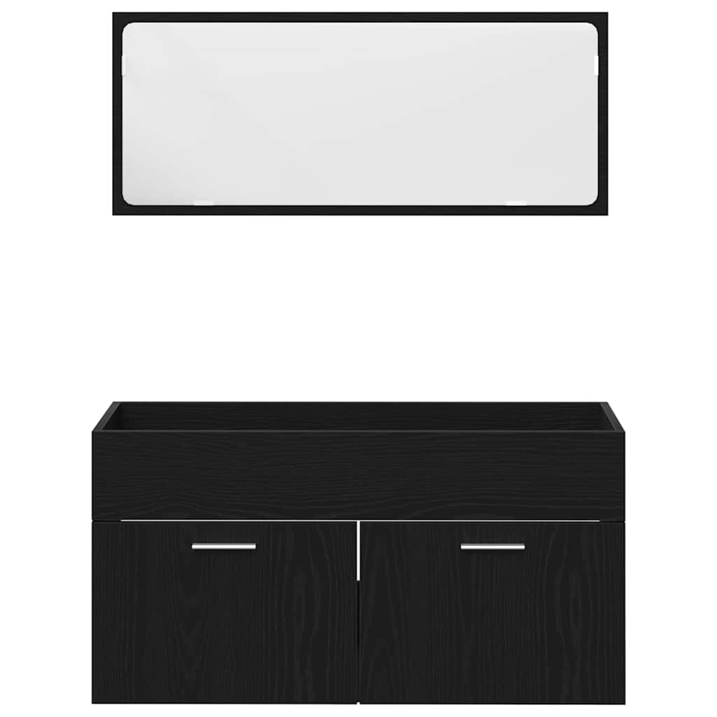 Badeværelsesmøbel Sæt Med Dør 4 Pcs Sort Eg 80 X 38.5 X 45 Cm - Billede 10