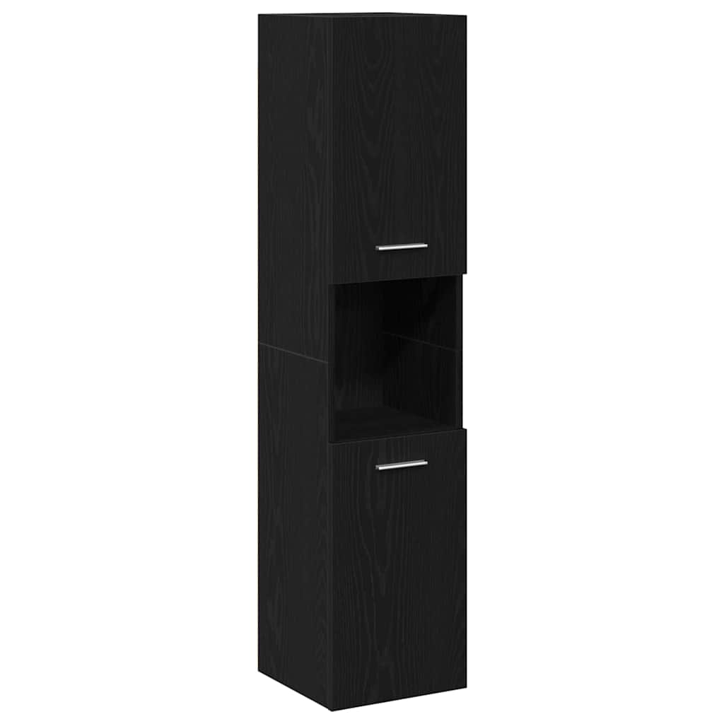 Badeværelsesmøbel Sæt Med Dør 5 Pcs Sort Eg 30 X 30 X 130 Cm - Billede 7
