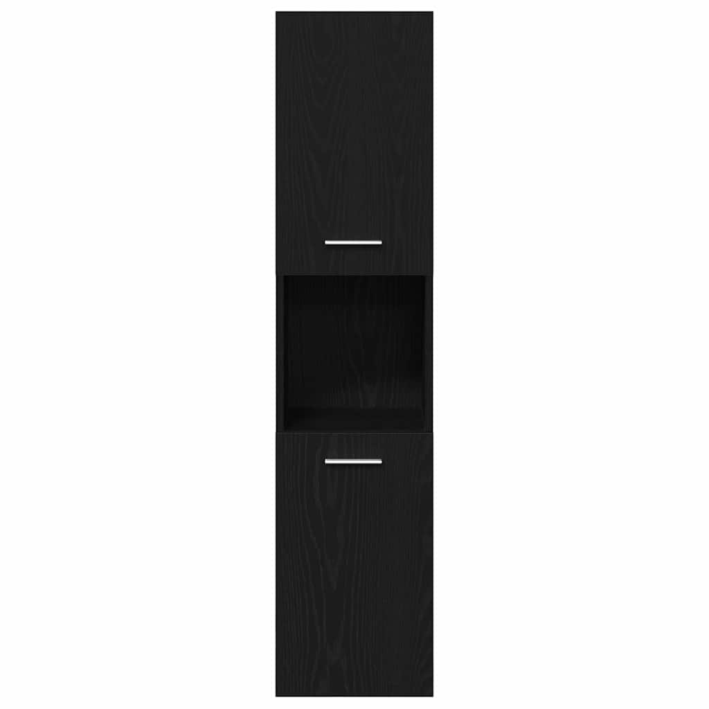 Badeværelsesmøbel Sæt Med Dør 5 Pcs Sort Eg 30 X 30 X 130 Cm - Billede 11