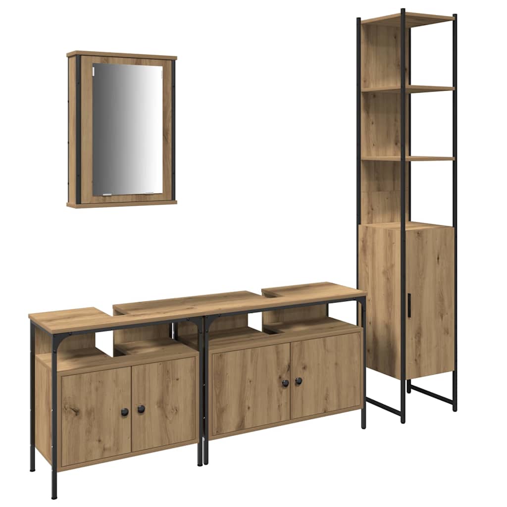 Badeværelsesmøbel Sæt 4 Pcs Artisan Eg 33 X 33 X 185.5 Cm - Billede 2