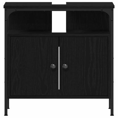 Badeværelsesmøbel Sæt Med Dør 4 Pcs Sort Eg 33 X 33 X 185.5 Cm - Billede 10