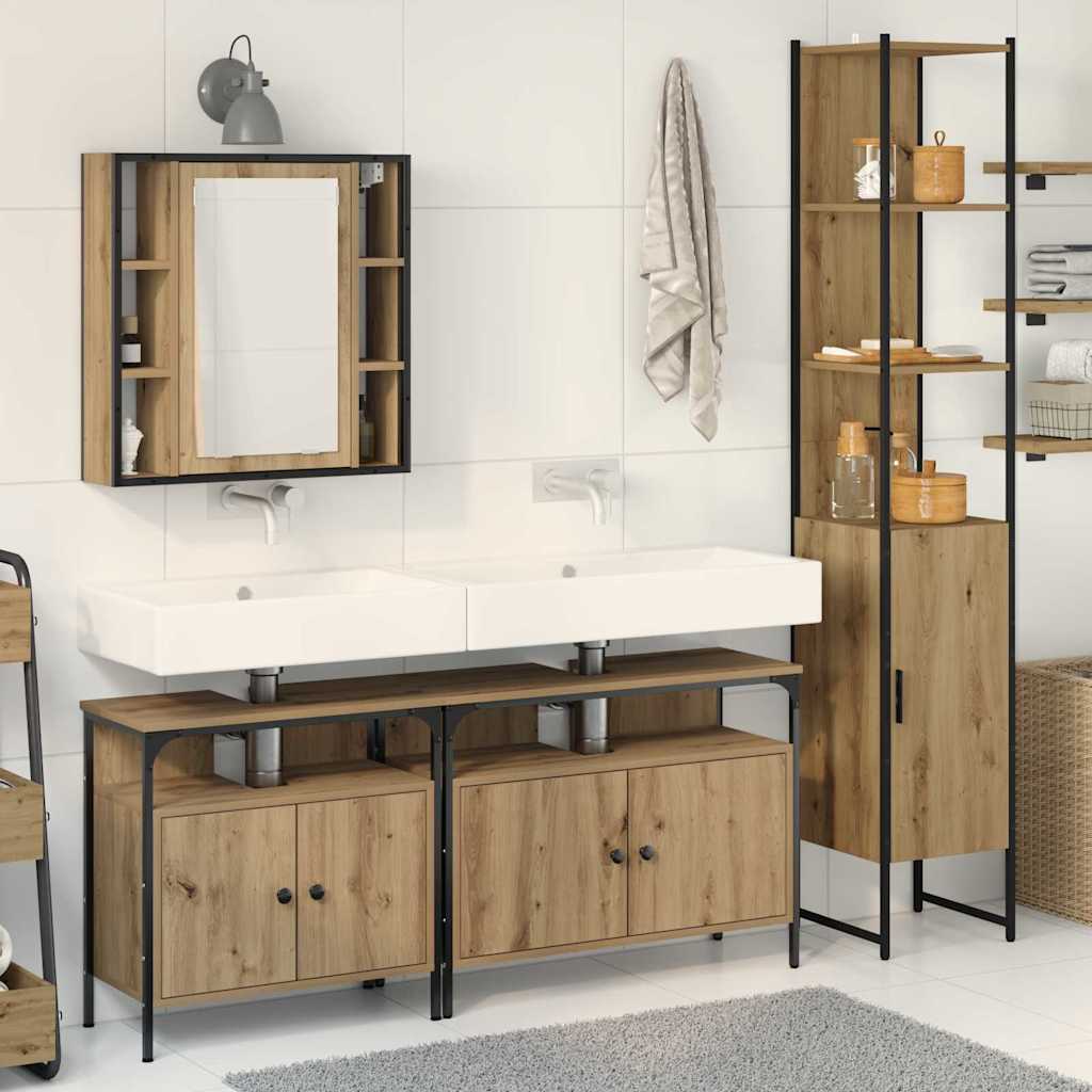 Badeværelsesskabsæt Med Dør 4 Pcs Artisan Eg 33 X 33 X 185.5 Cm - Hovedbillede