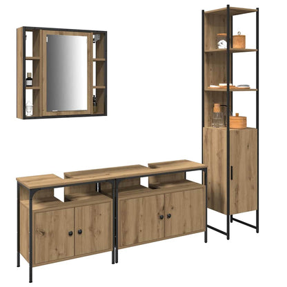 Badeværelsesskabsæt Med Dør 4 Pcs Artisan Eg 33 X 33 X 185.5 Cm - Billede 3