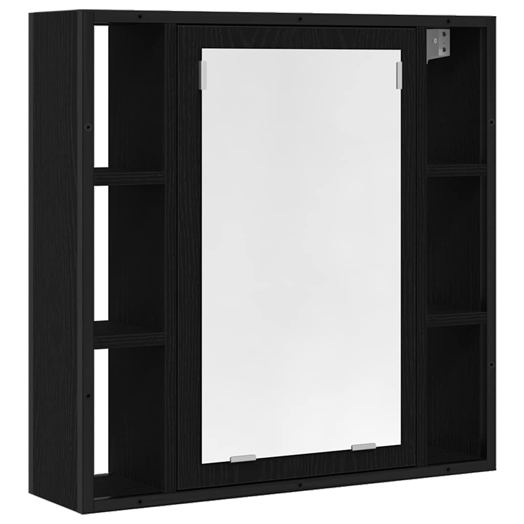 Badeværelsesskabsæt Med Hylde 4 Pcs Sort Eg 33 X 33 X 185.5 Cm - Billede 5