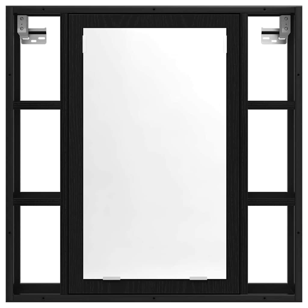 Badeværelsesskabsæt Med Hylde 4 Pcs Sort Eg 33 X 33 X 185.5 Cm - Billede 9