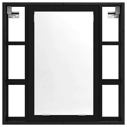 Badeværelsesskabsæt Med Hylde 4 Pcs Sort Eg 33 X 33 X 185.5 Cm - Billede 9