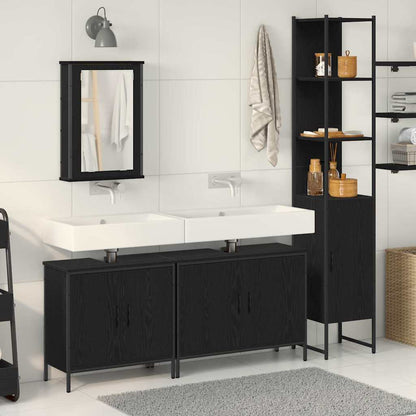 Badeværelsesmøbel Sæt Med Hylde 4 Pcs Sort 33 X 33 X 185.5 Cm - Hovedbillede