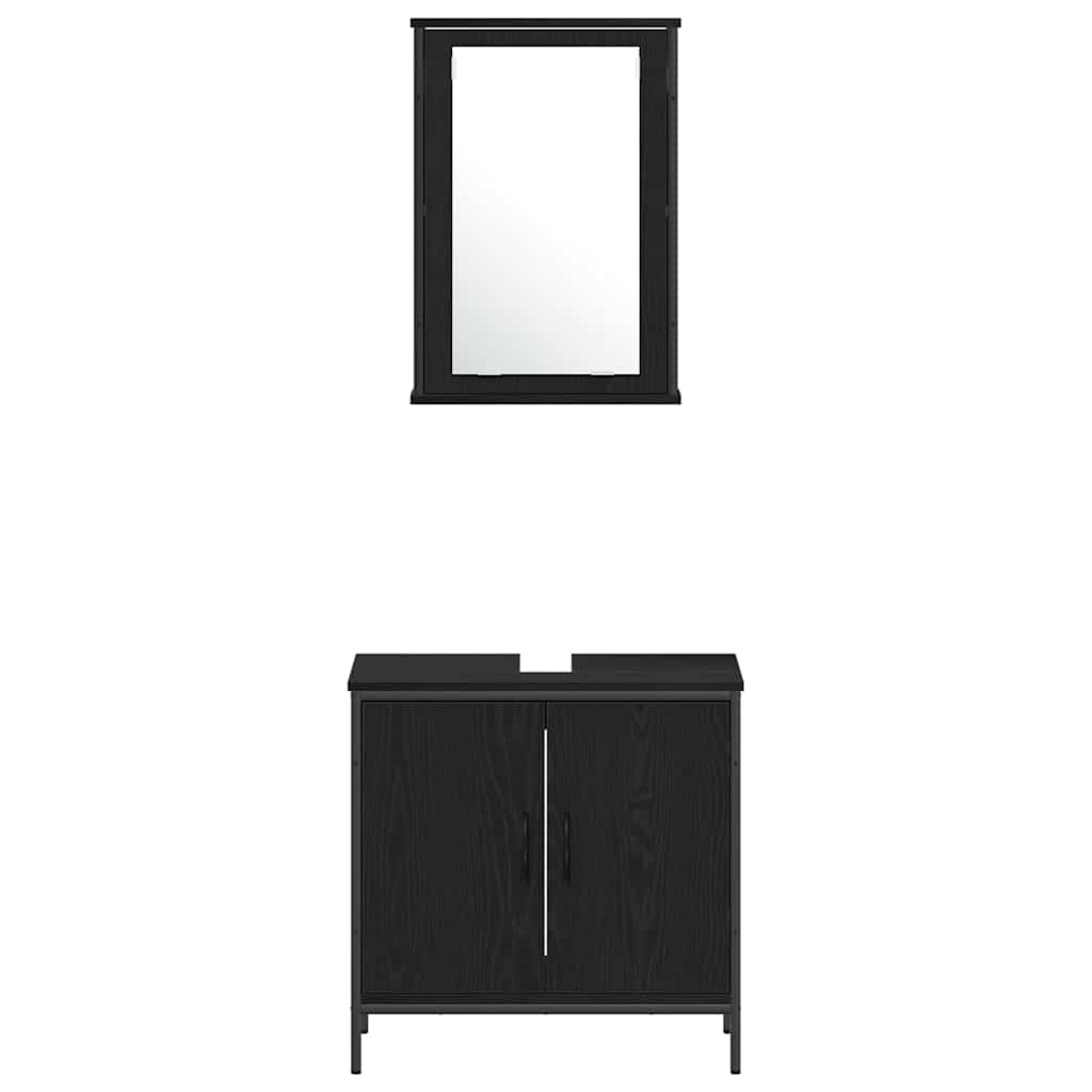 Badeværelsesmøbel Sæt Med Hylde 4 Pcs Sort 33 X 33 X 185.5 Cm - Billede 9