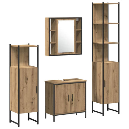 Badeværelsesmøbel Sæt Med Hylde 4 Pcs Brun 33 X 33 X 185.5 Cm - Billede 2