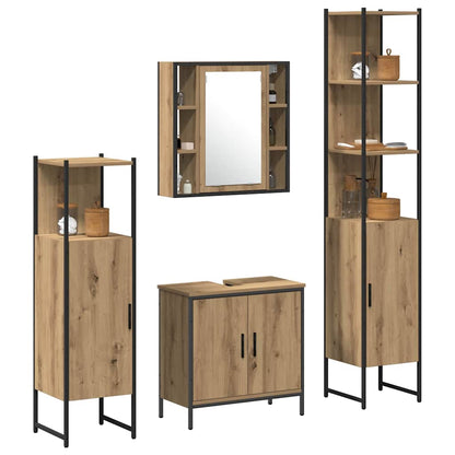 Badeværelsesmøbel Sæt Med Hylde 4 Pcs Brun 33 X 33 X 185.5 Cm - Billede 3