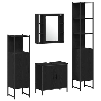 Badeværelsesmøbel Sæt Med Hylde 4 Pcs Sort 33 X 33 X 185.5 Cm - Billede 2