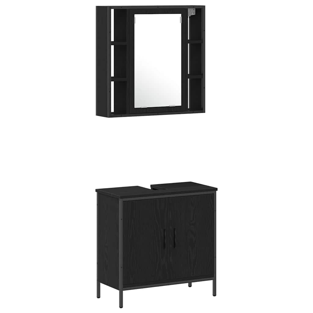 Badeværelsesmøbel Sæt Med Hylde 4 Pcs Sort 33 X 33 X 185.5 Cm - Billede 6