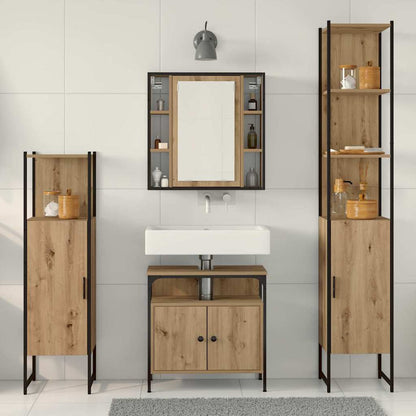Badeværelsesskabsæt Med Dør 4 Pcs Artisan Eg 33 X 33 X 185.5 Cm - Billede 4