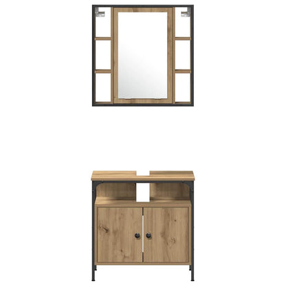Badeværelsesskabsæt Med Dør 4 Pcs Artisan Eg 33 X 33 X 185.5 Cm - Billede 9