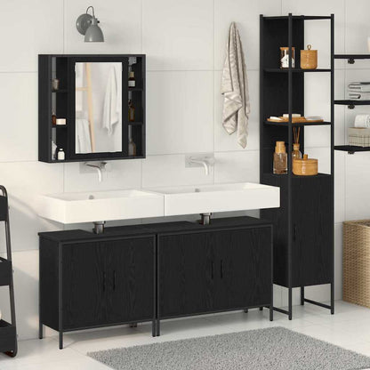 Badeværelsesmøbel Sæt Med Hylde 4 Pcs Sort 33 X 33 X 185.5 Cm - Hovedbillede