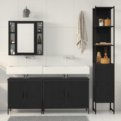 Badeværelsesmøbel Sæt Med Hylde 4 Pcs Sort 33 X 33 X 185.5 Cm - Billede 4