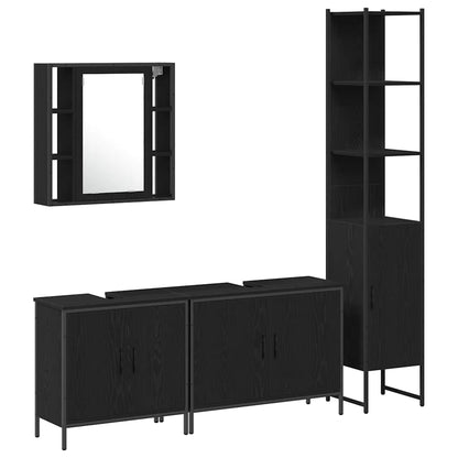 Badeværelsesmøbel Sæt Med Hylde 4 Pcs Sort 33 X 33 X 185.5 Cm - Billede 2